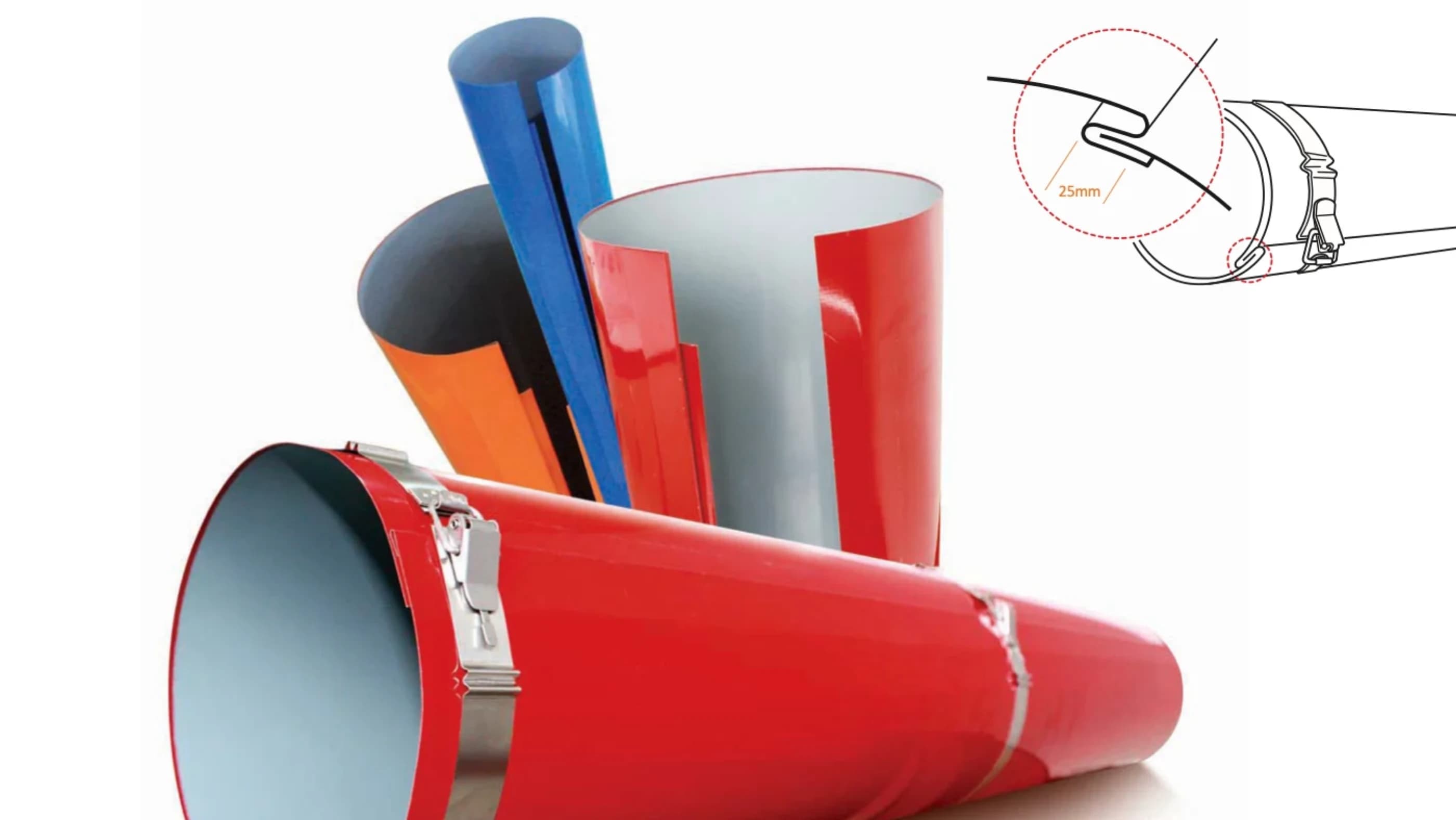 ClickClad Straight Tube finishes with hook-joint and stainless steel band details